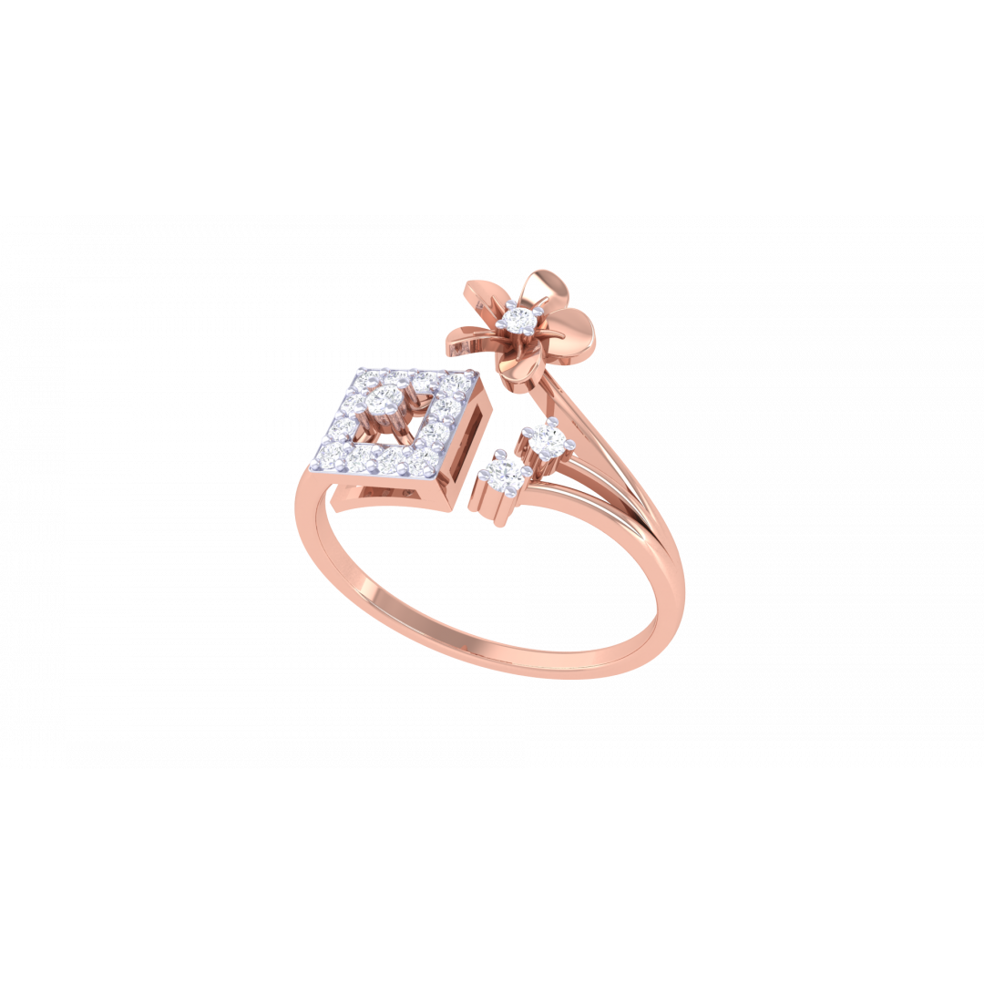 Diamond Cathuranthus Rose Gold Ring 