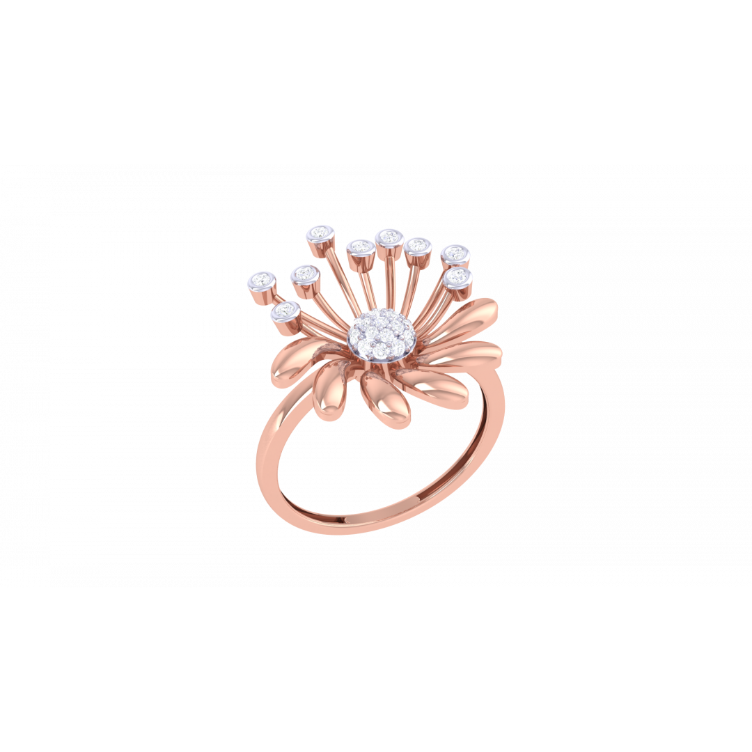 Diamond Flower Rose Gold RIng 