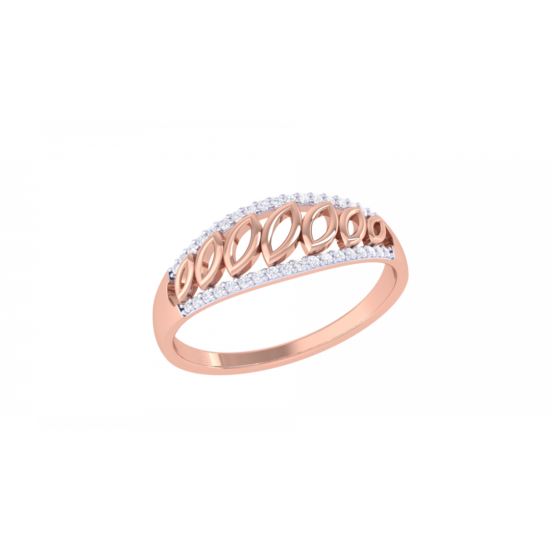 Diamond Oval Linked Rose Gold Ring 