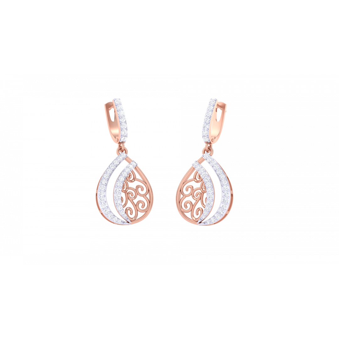 Diamond Drop Rose Gold Earring  