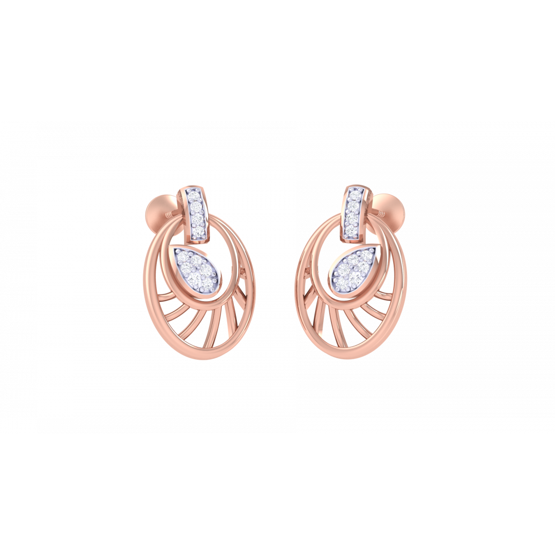 Diamond Oval Rose Gold Earring 