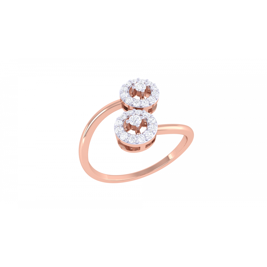 Diamond Circle End Rose Gold Ring 