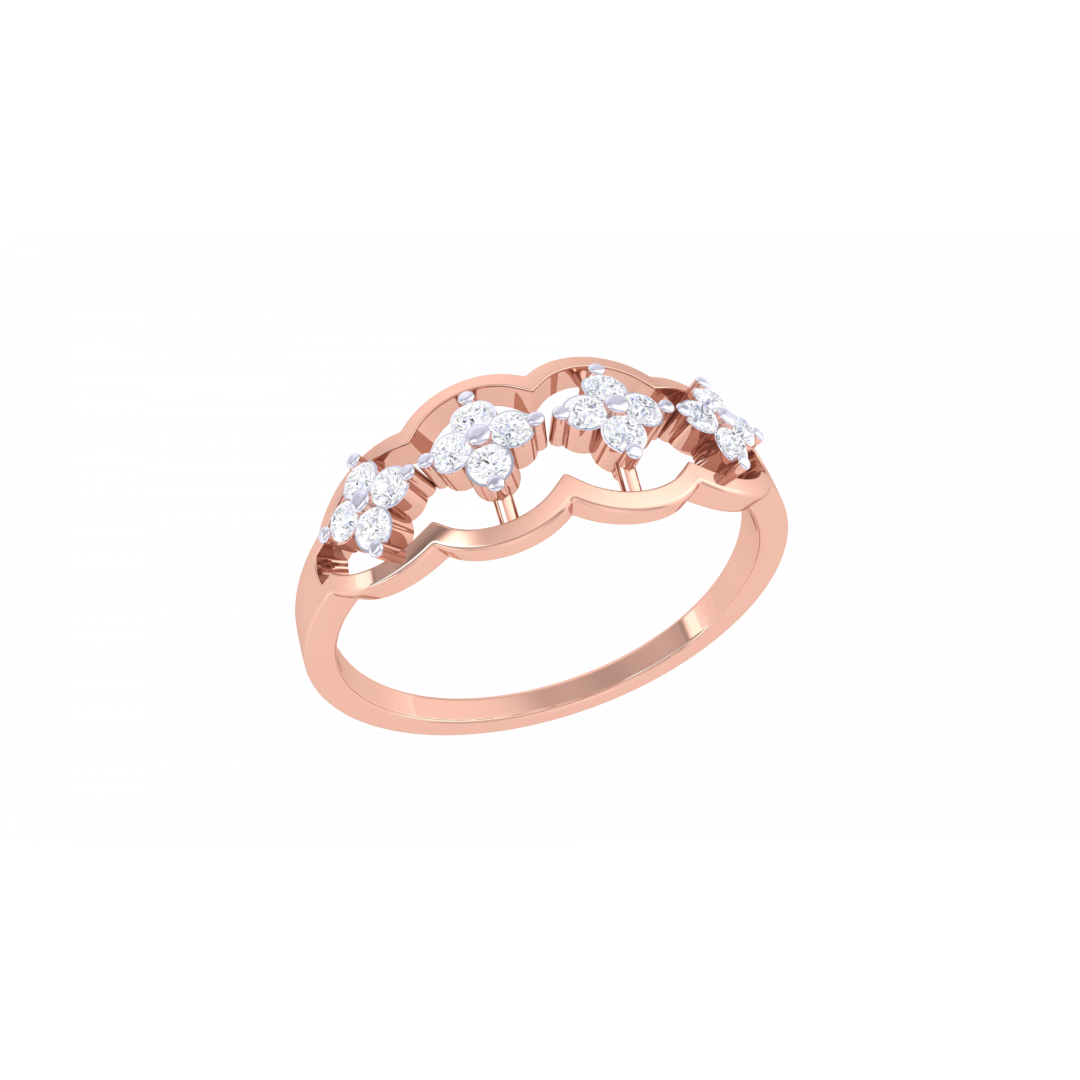 Diamond Squarelink Rose Gold Ring 