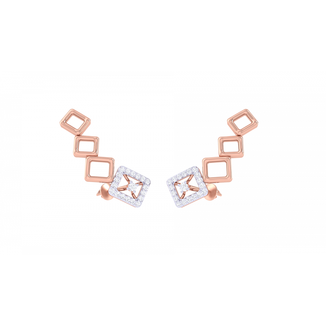 Squarelink Rose Gold Earrings