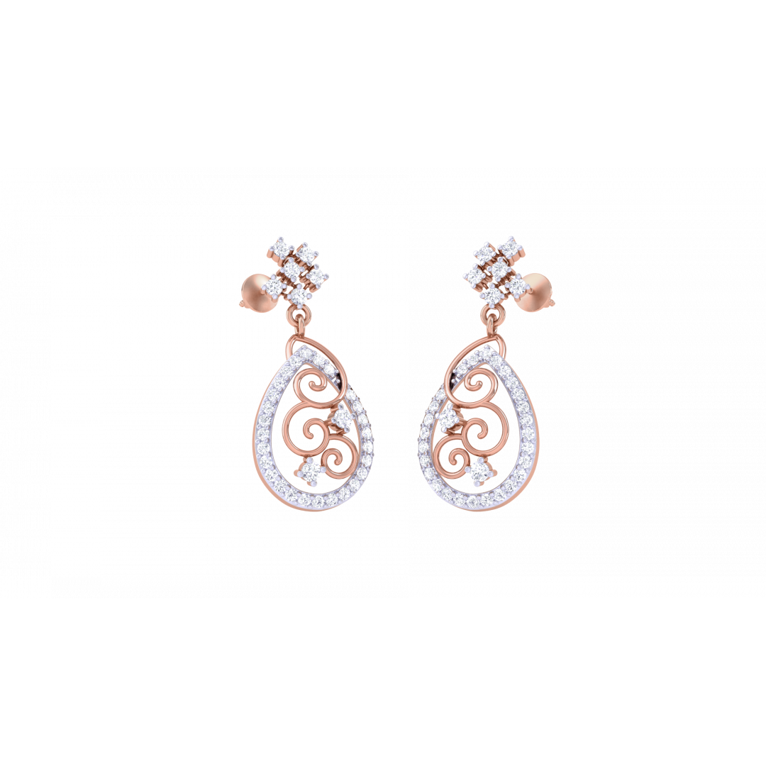 Diamond Square  Rose Gold Earrings