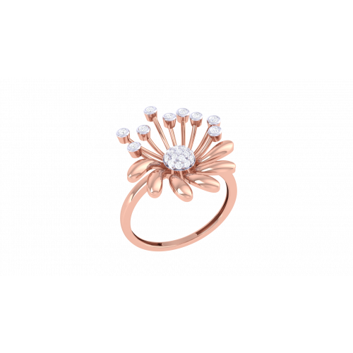 Diamond Flower Rose Gold RIng 